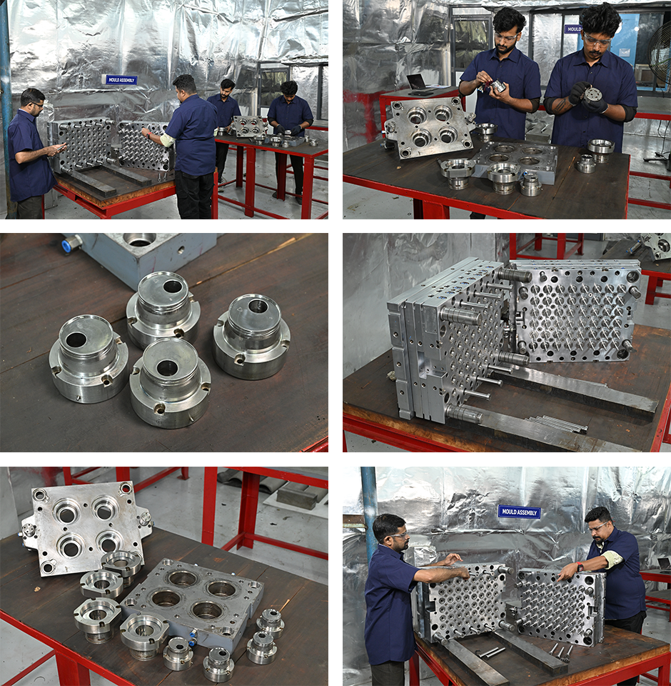 Team collaborating on manufacturing design